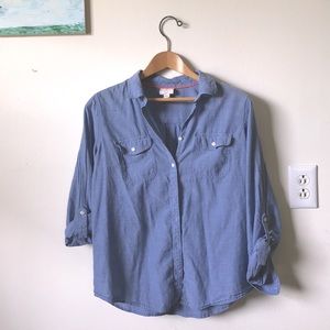 St. John’s Bay light button down blue/heather blue cotton shirt